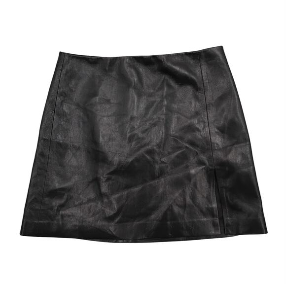 Aritzia Sunday Best Tatiana Skirt Vegan Leather Mini Slit Black 98686 Size 0 - Picture 1 of 4